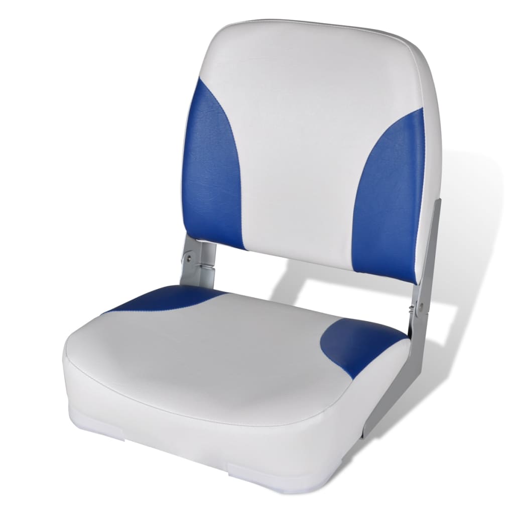 Chaises bateau 2 pcs dossier rabattable 41x36x48 cm bleu blanc