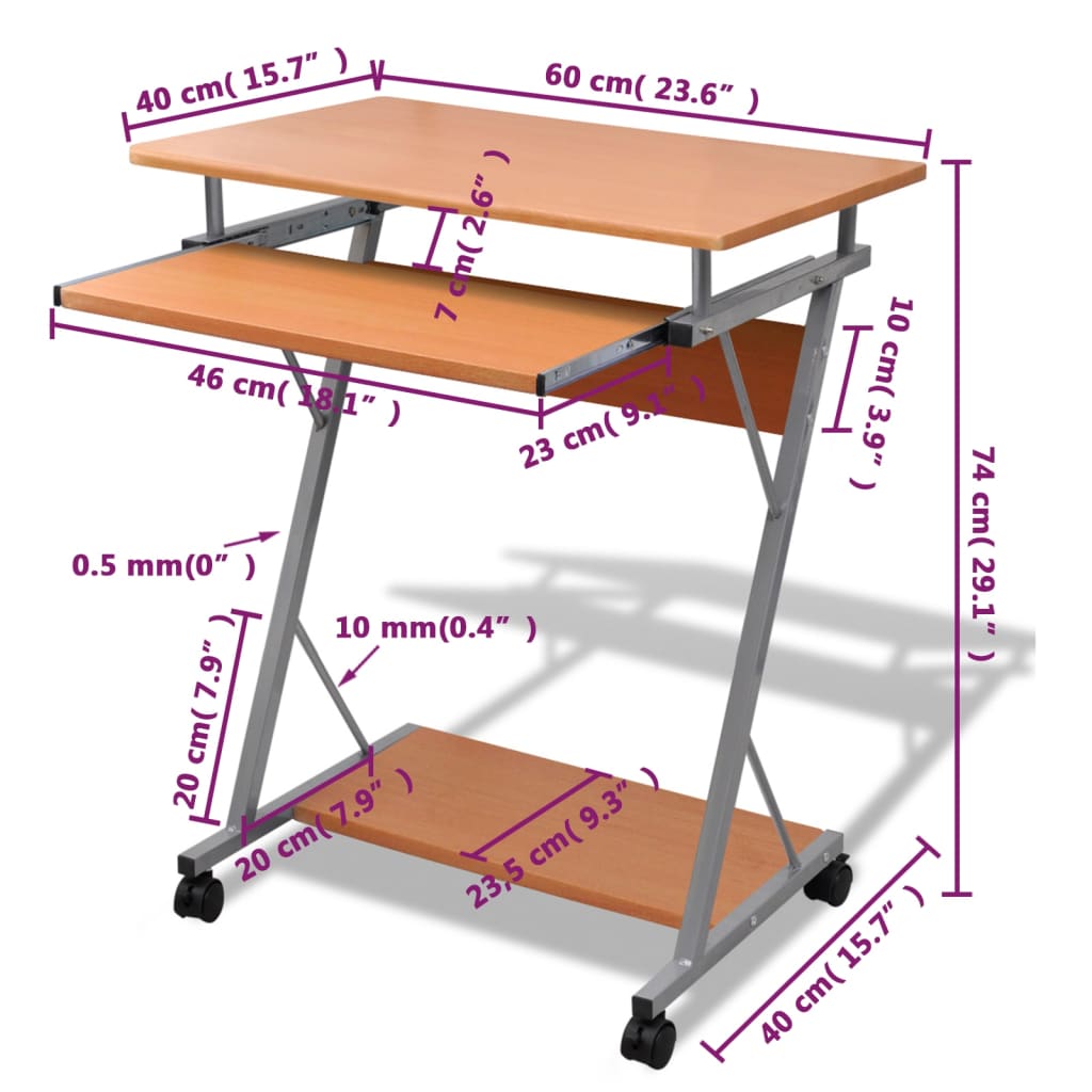 Studenten computerbureau 60 x 40 x 74 cm ()