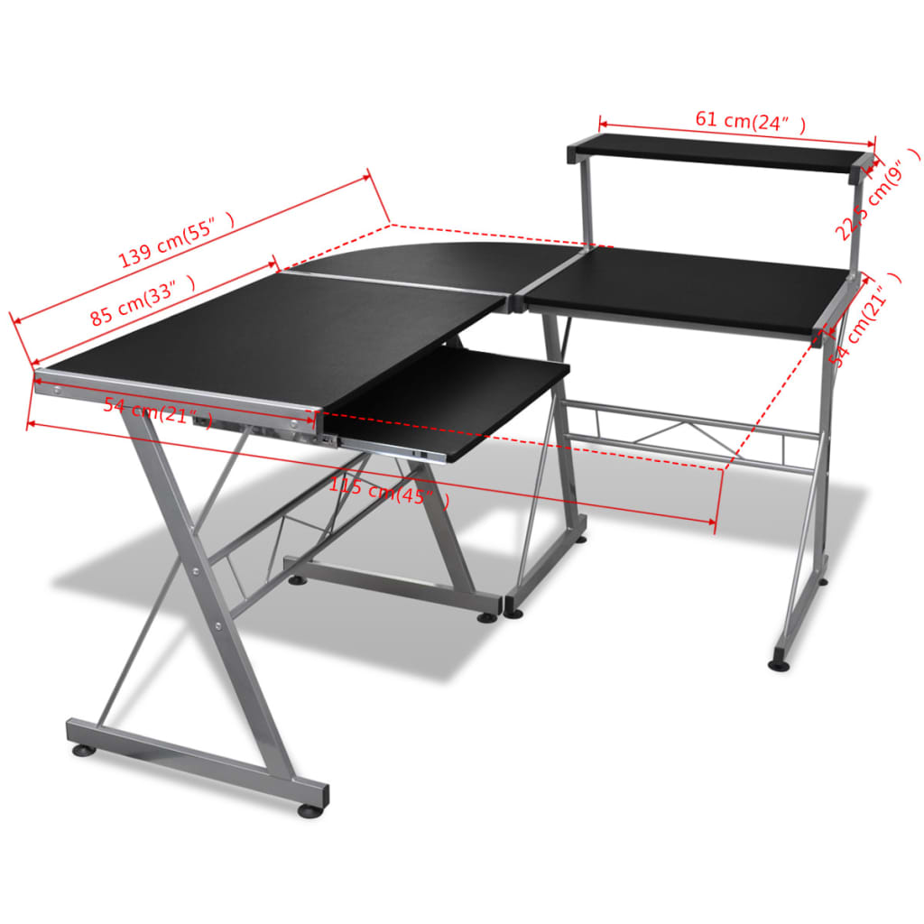 Bureau d'angle 132x112x99 cm bois fini