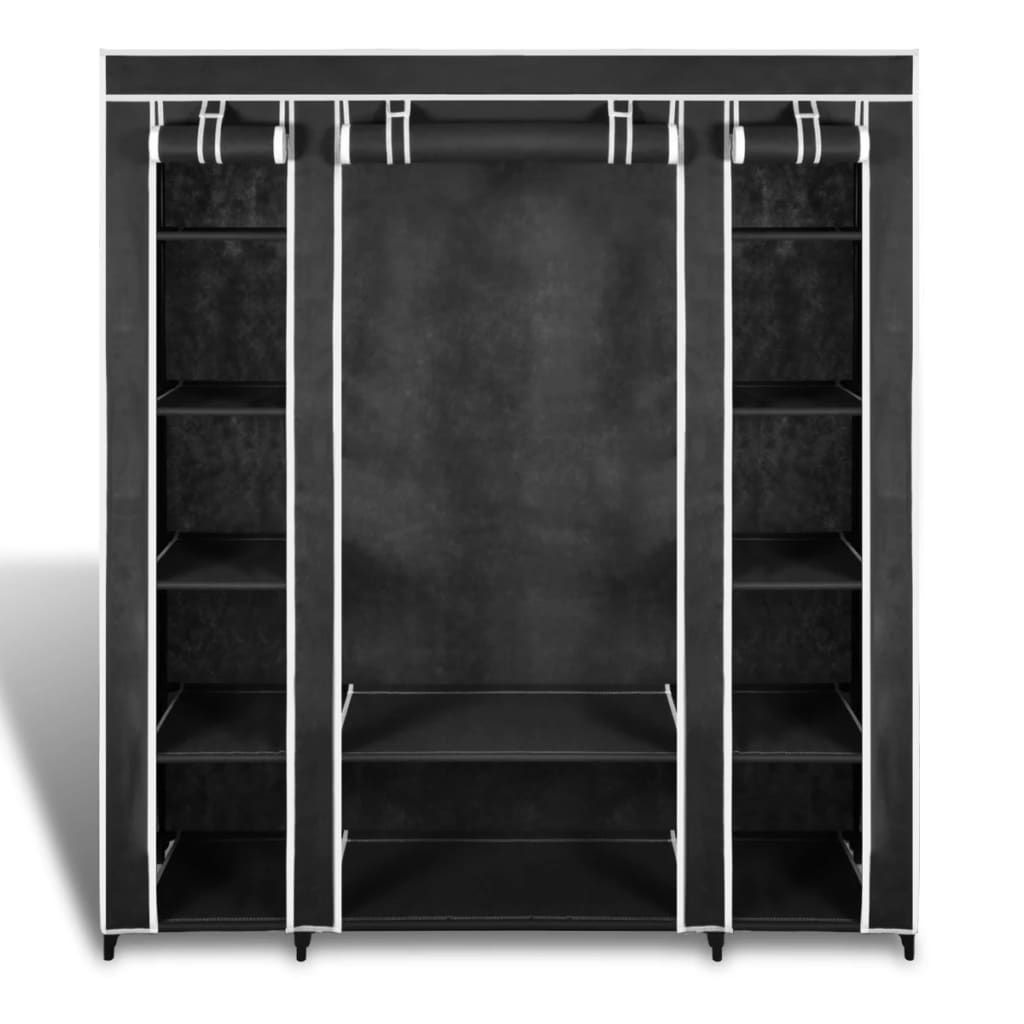 Armoire avec compartiments et tringles 45x150x176 cm tissu