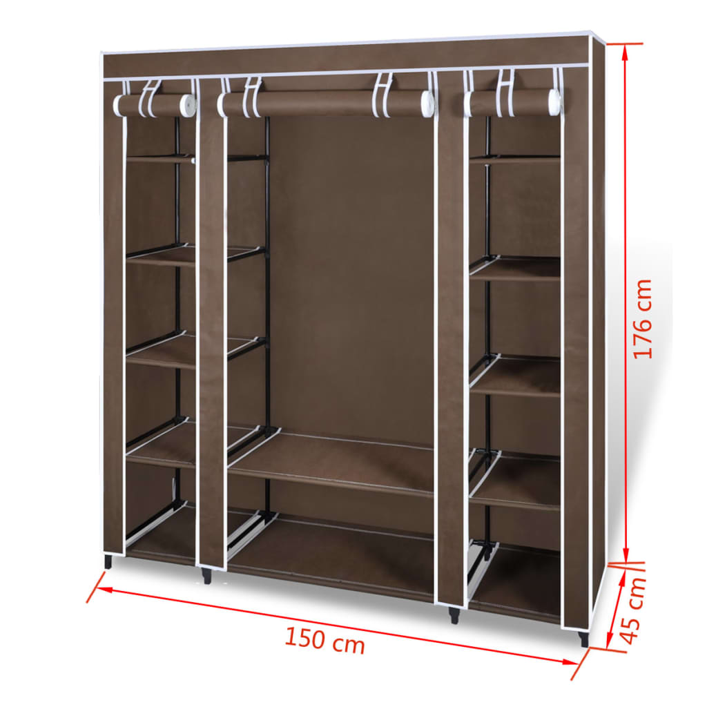 Armoire avec compartiments et tringles 45x150x176 cm tissu