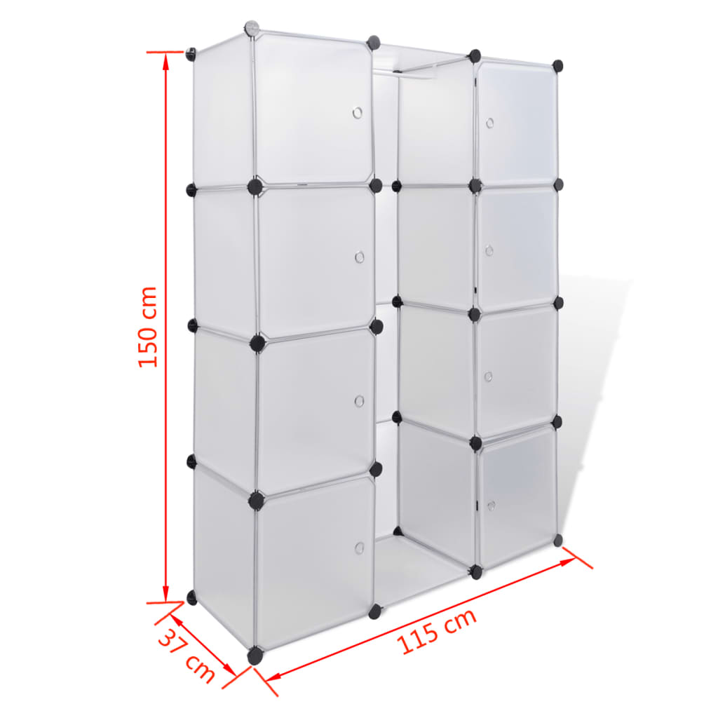 Kast modulair met 14 vakken 37x146x180,5 cm