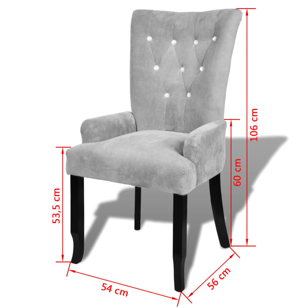 Chaise de salle à manger avec accoudoirs en velours rouge