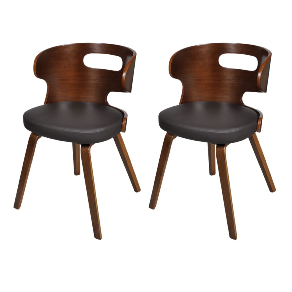 Eetkamerstoelen 2 st gebogen hout kunstleer crèmekleurig