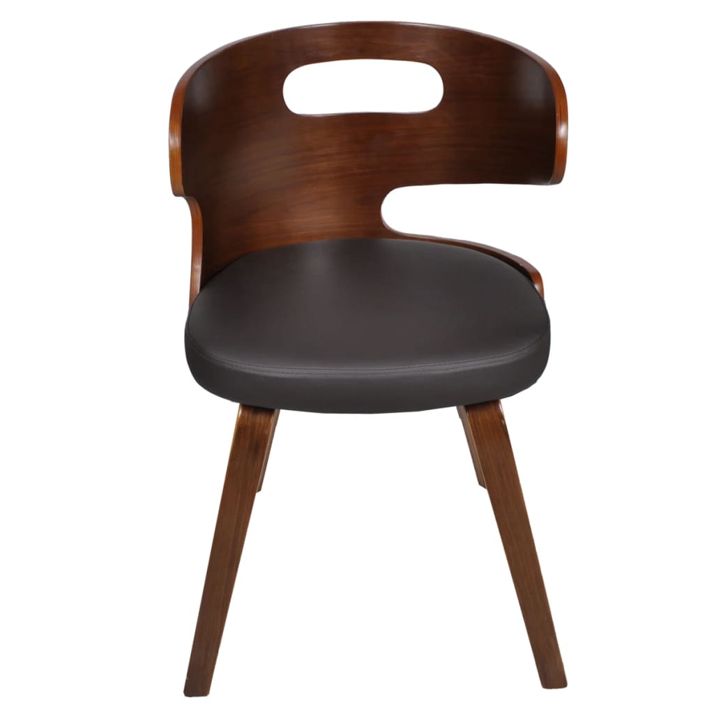 Eetkamerstoelen 2 st gebogen hout kunstleer crèmekleurig