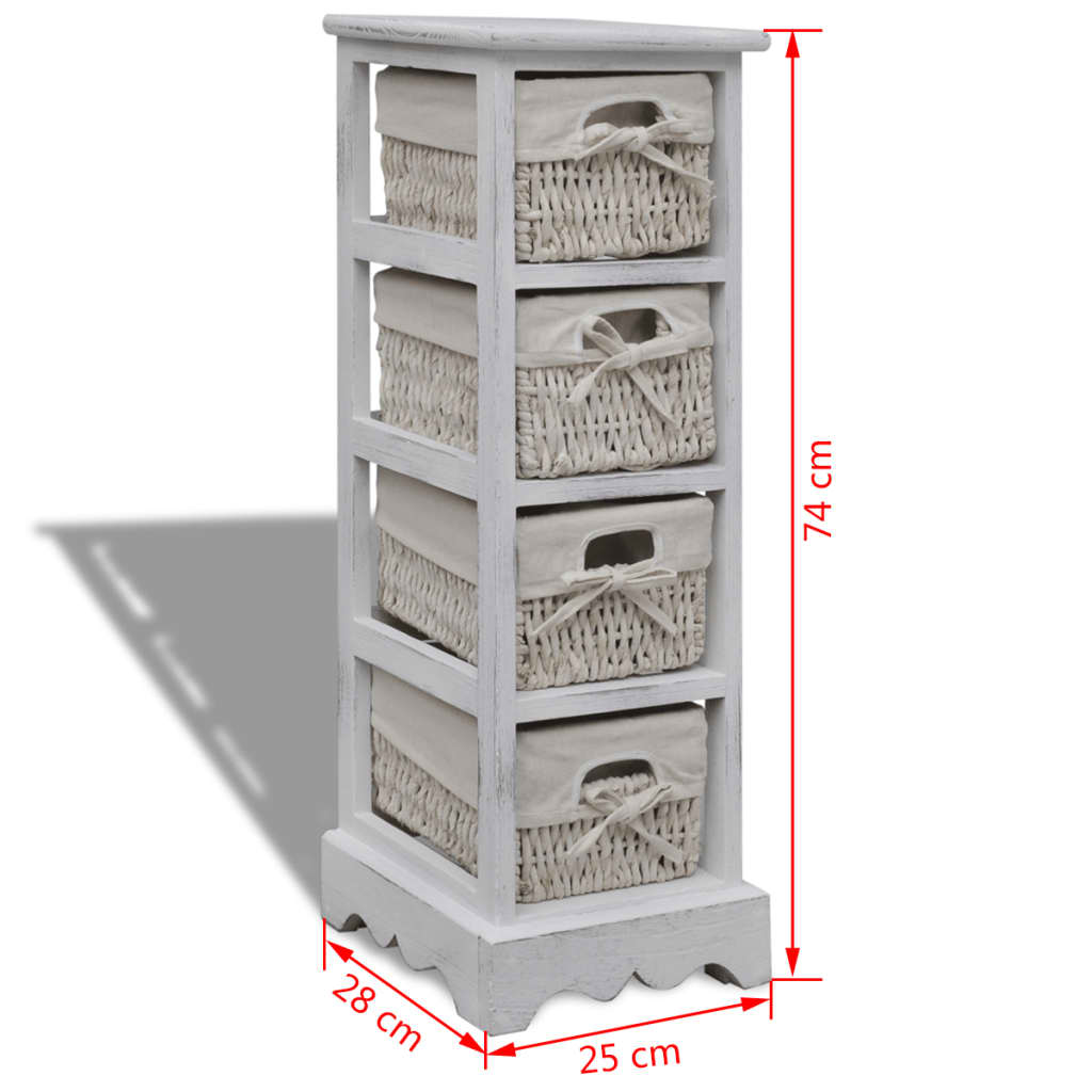 Opbergkast met 5 weefmanden hout