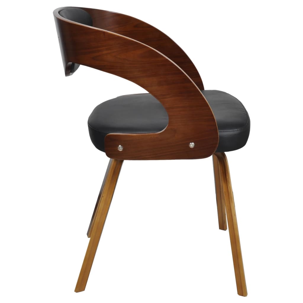 Eetkamerstoelen 2 st gebogen hout kunstleer crèmekleurig