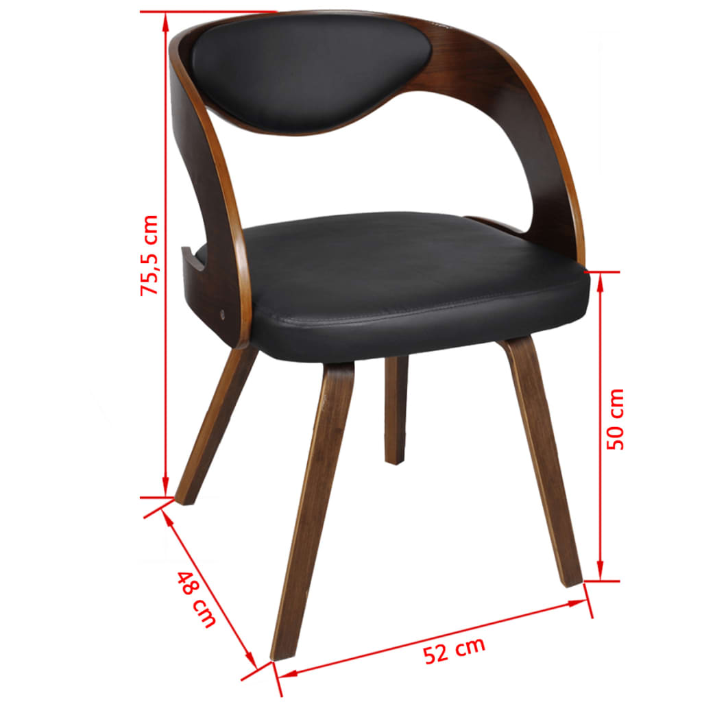 Eetkamerstoelen 2 st gebogen hout kunstleer crèmekleurig