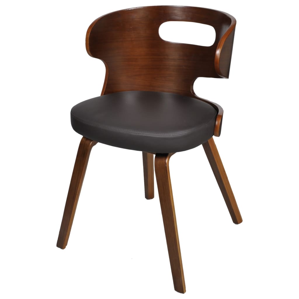 Eetkamerstoelen 2 st gebogen hout kunstleer crèmekleurig