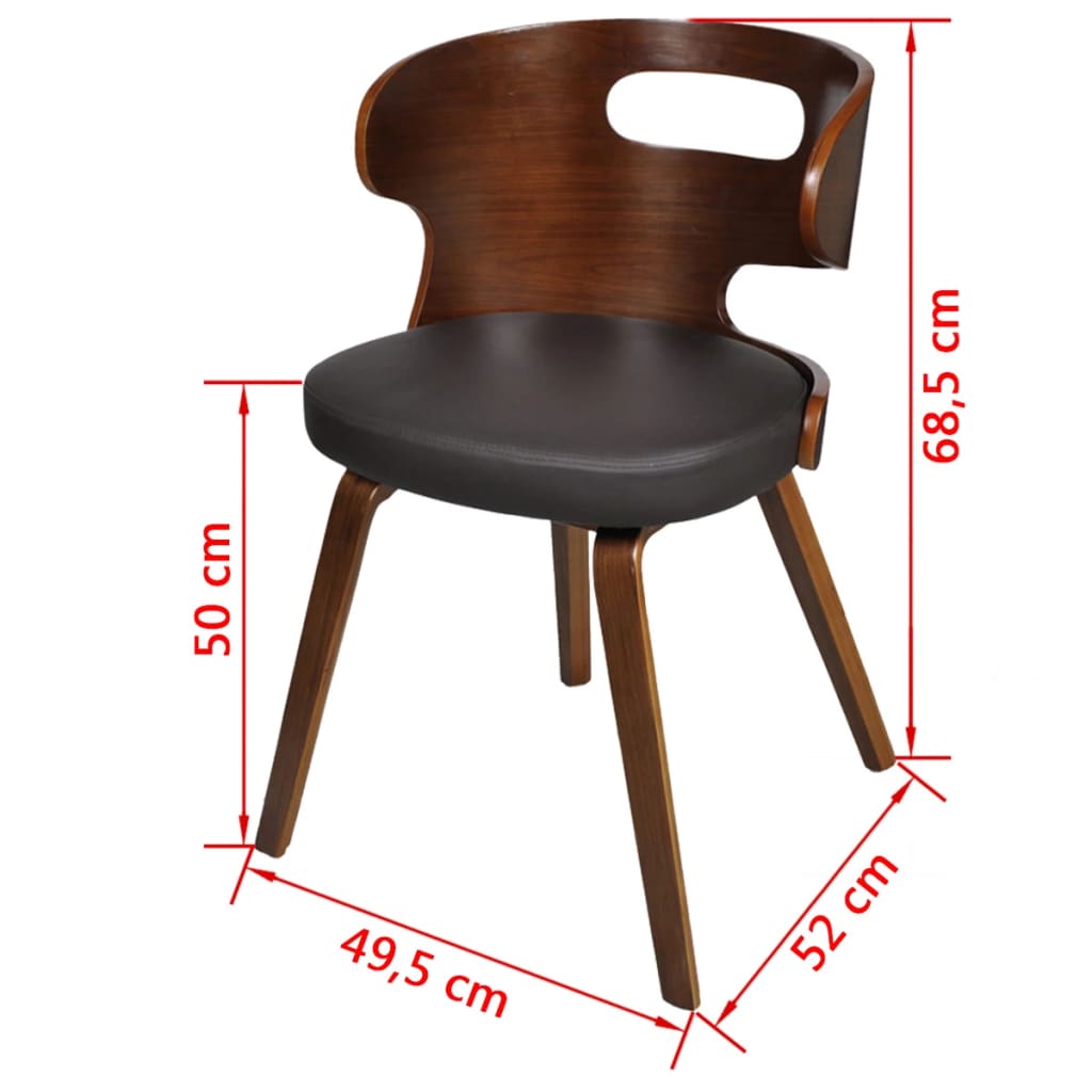 Eetkamerstoelen 2 st gebogen hout kunstleer crèmekleurig