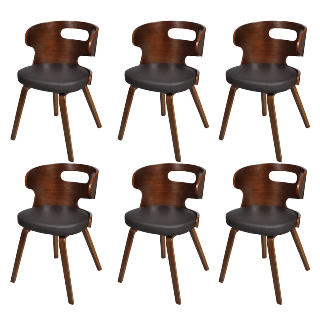 Chaises de salle à manger 6 pcs bois courbé simili cuir