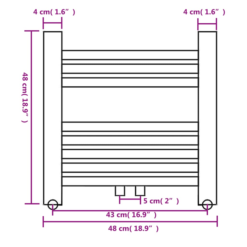 Radiator / handdoekenrek recht 600x1160 mm