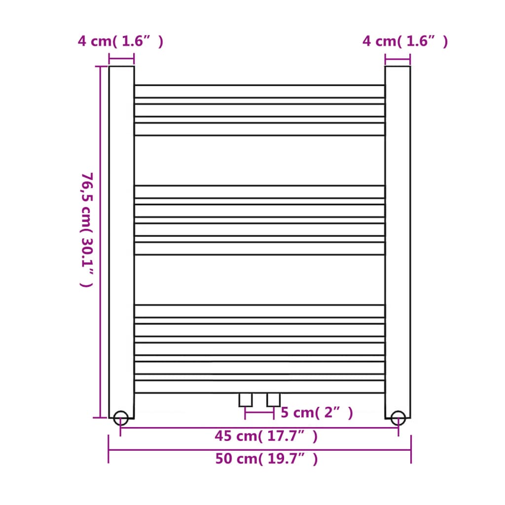 Radiator / handdoekenrek recht 500x764 mm