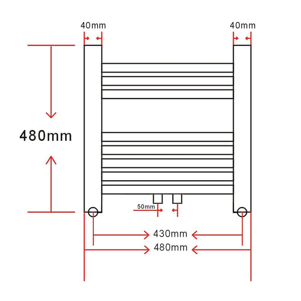 Radiateur/porte-serviettes courbe 500x1160 mm