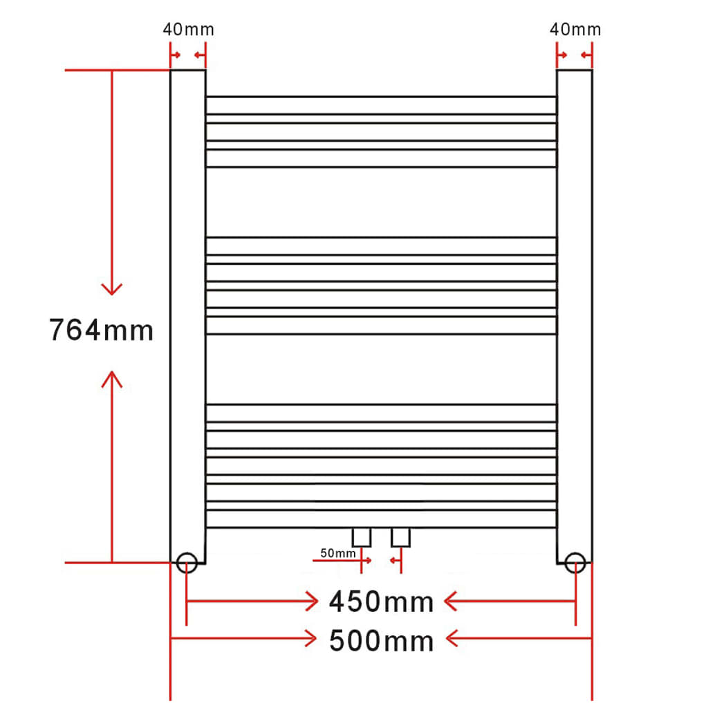 Radiator/handdoekenrek curve 500x1160 mm