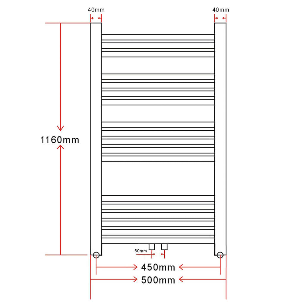 Radiateur/porte-serviettes courbe 500x1160 mm