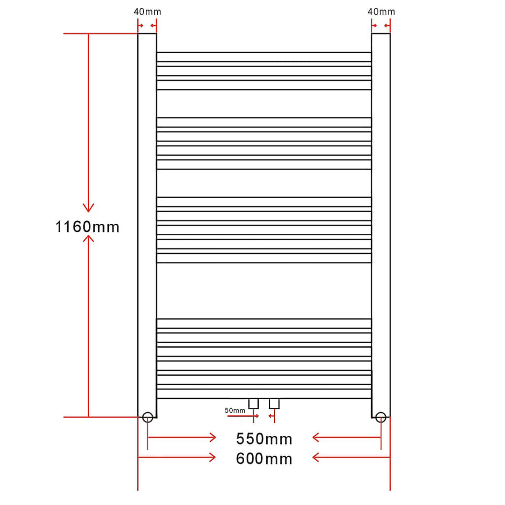 Radiateur/porte-serviettes courbe 500x1160 mm