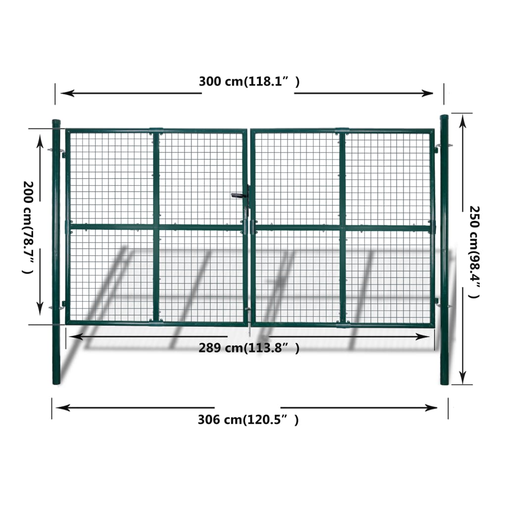 Portail de jardin clôture moderne 289 x 200 cm / 306 x 250 cm (vert foncé)