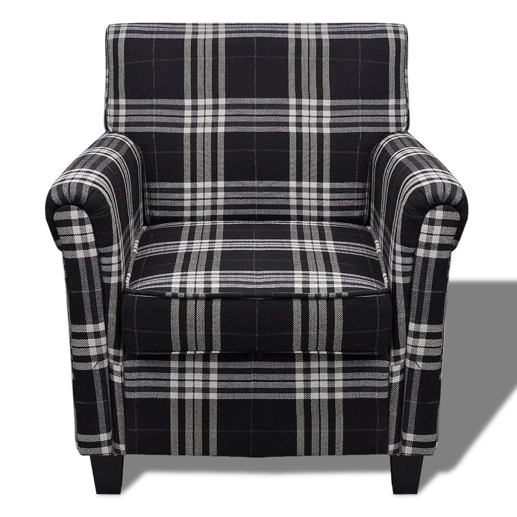 Fauteuil met kussen stof zwart