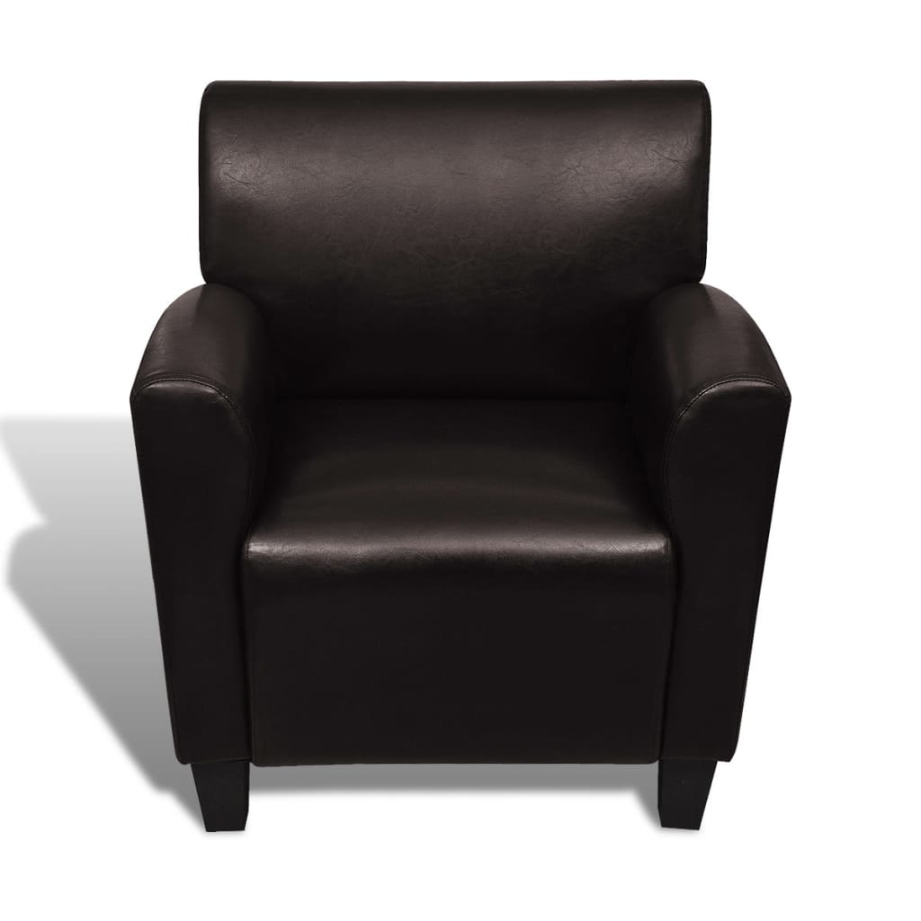 Fauteuil simili cuir marron foncé