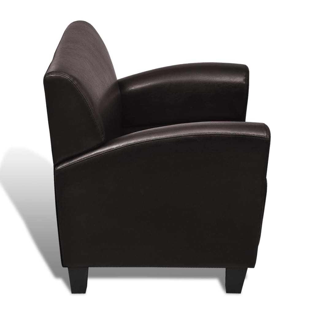 Fauteuil simili cuir marron foncé