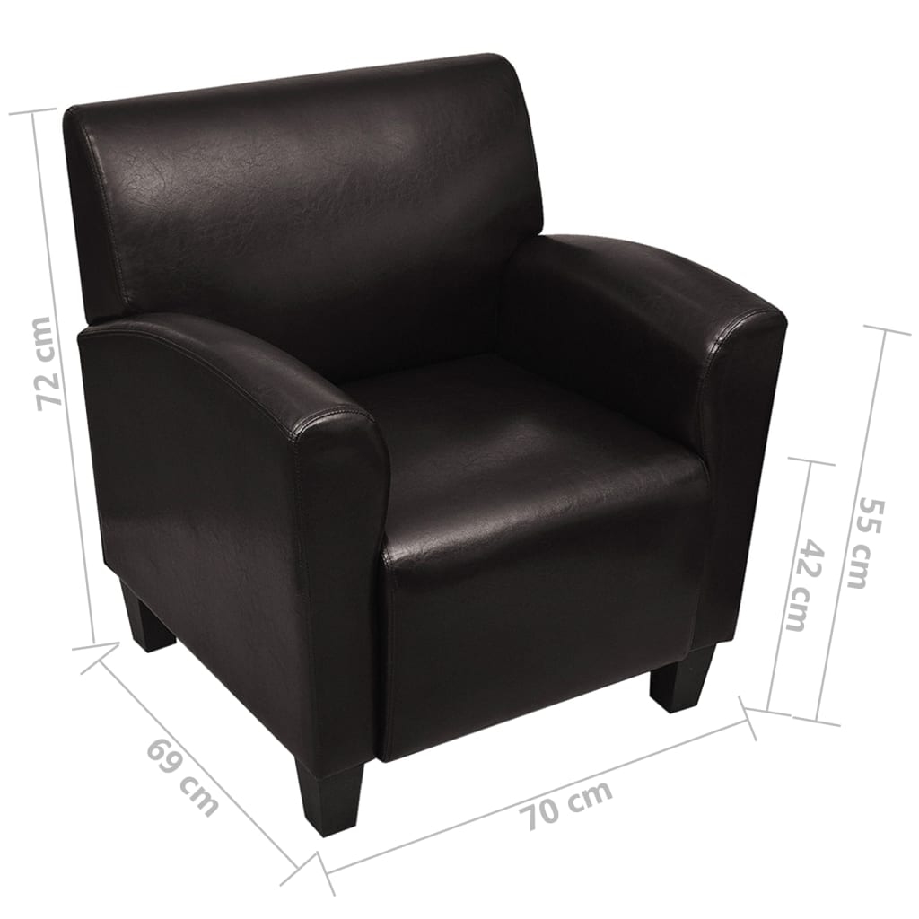 Fauteuil simili cuir marron foncé