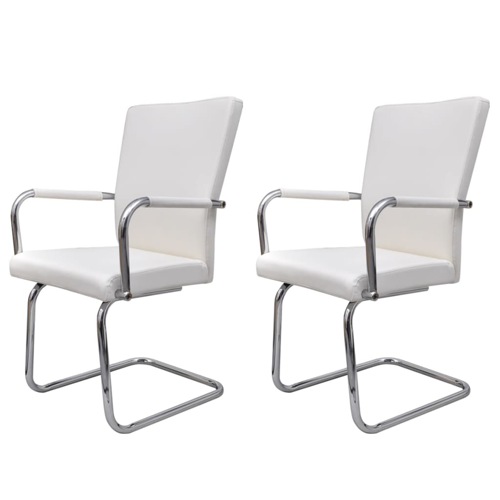 Chaises de salle à manger 2 pcs en cuir artificiel blanc