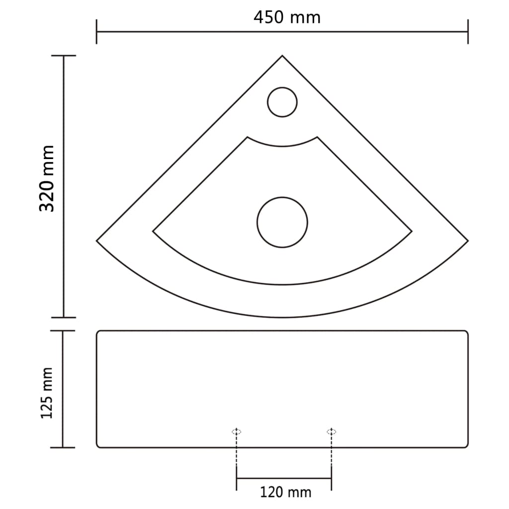 Wastafel met overloop 45x32x12,5 cm keramiek zilverkleurig