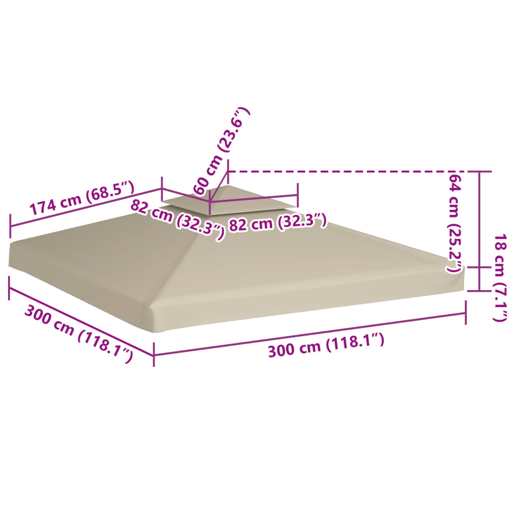 Vervangend tentdoek prieel 310 g/m² 3x4 m crèmewit