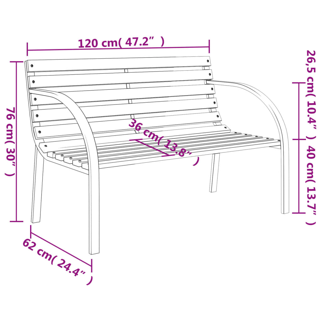 Banc de jardin 120 cm bois et fer