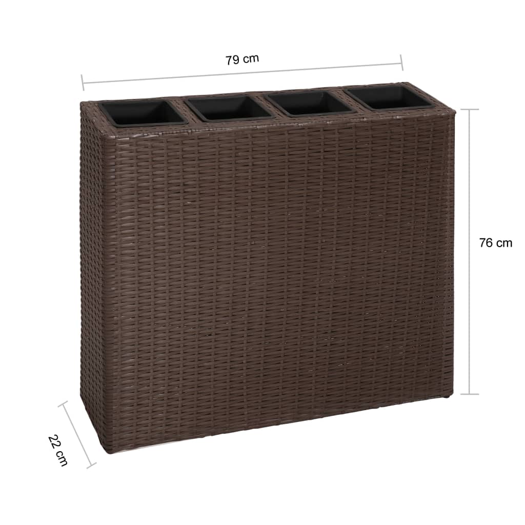 Plantenbak verhoogd met 4 potten poly rattan