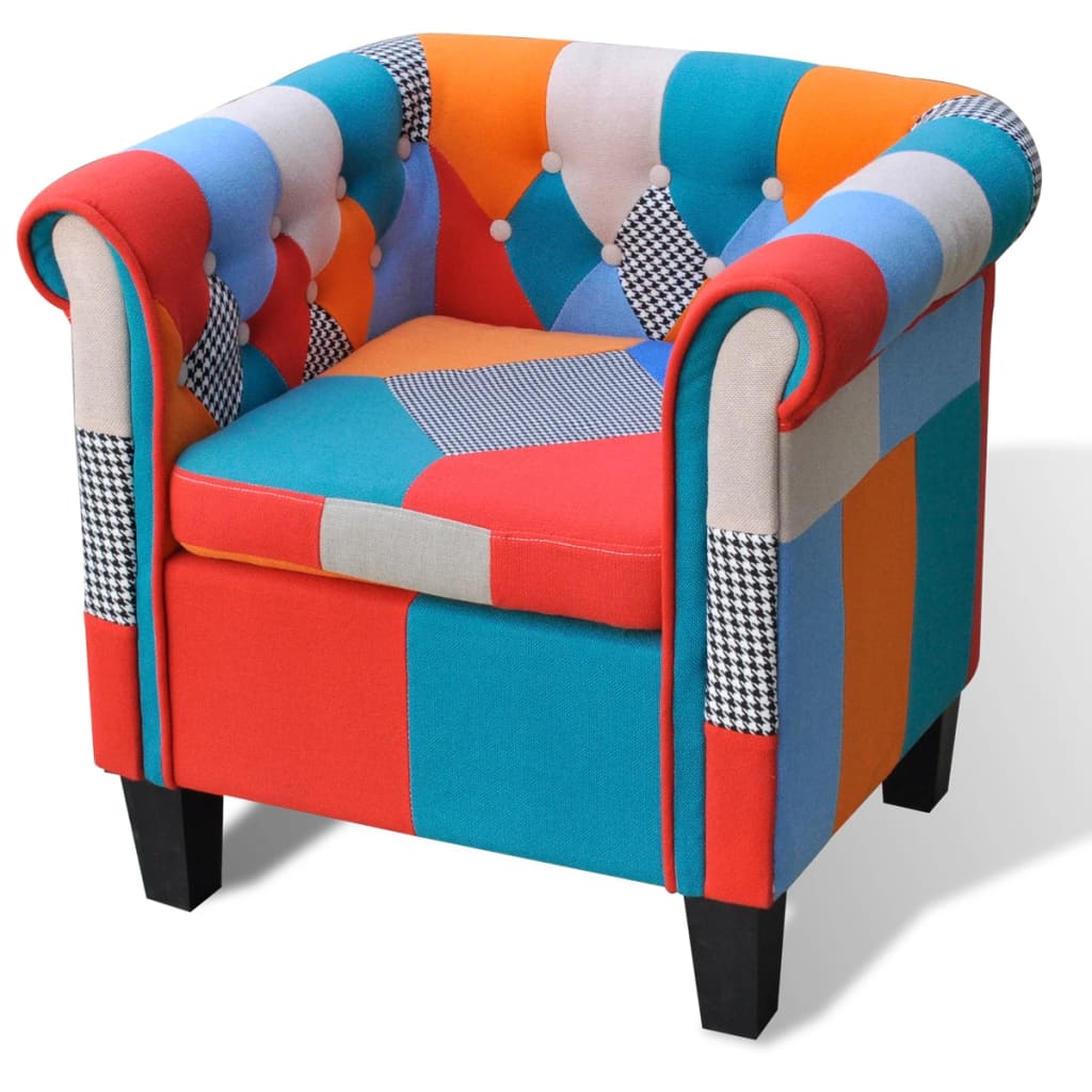 Fauteuil met patchwork stof meerkleurig