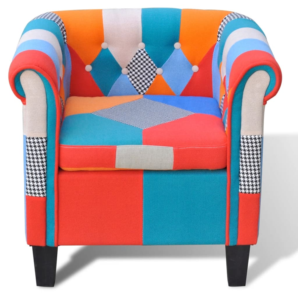 Fauteuil met patchwork stof meerkleurig