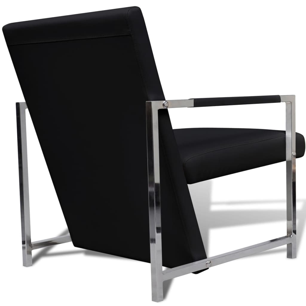 Fauteuils 2 st met chroom frame kunstleer