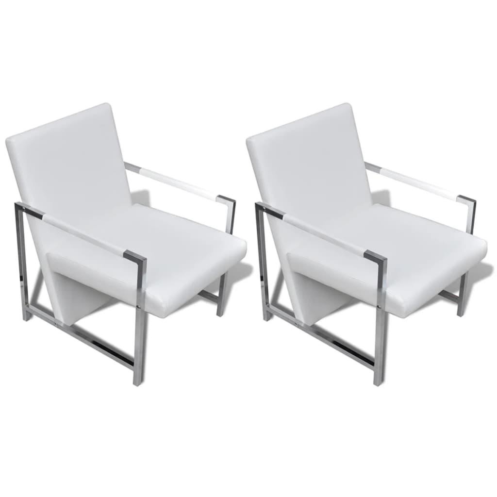 Fauteuils 2 pcs avec structure chromée simili cuir