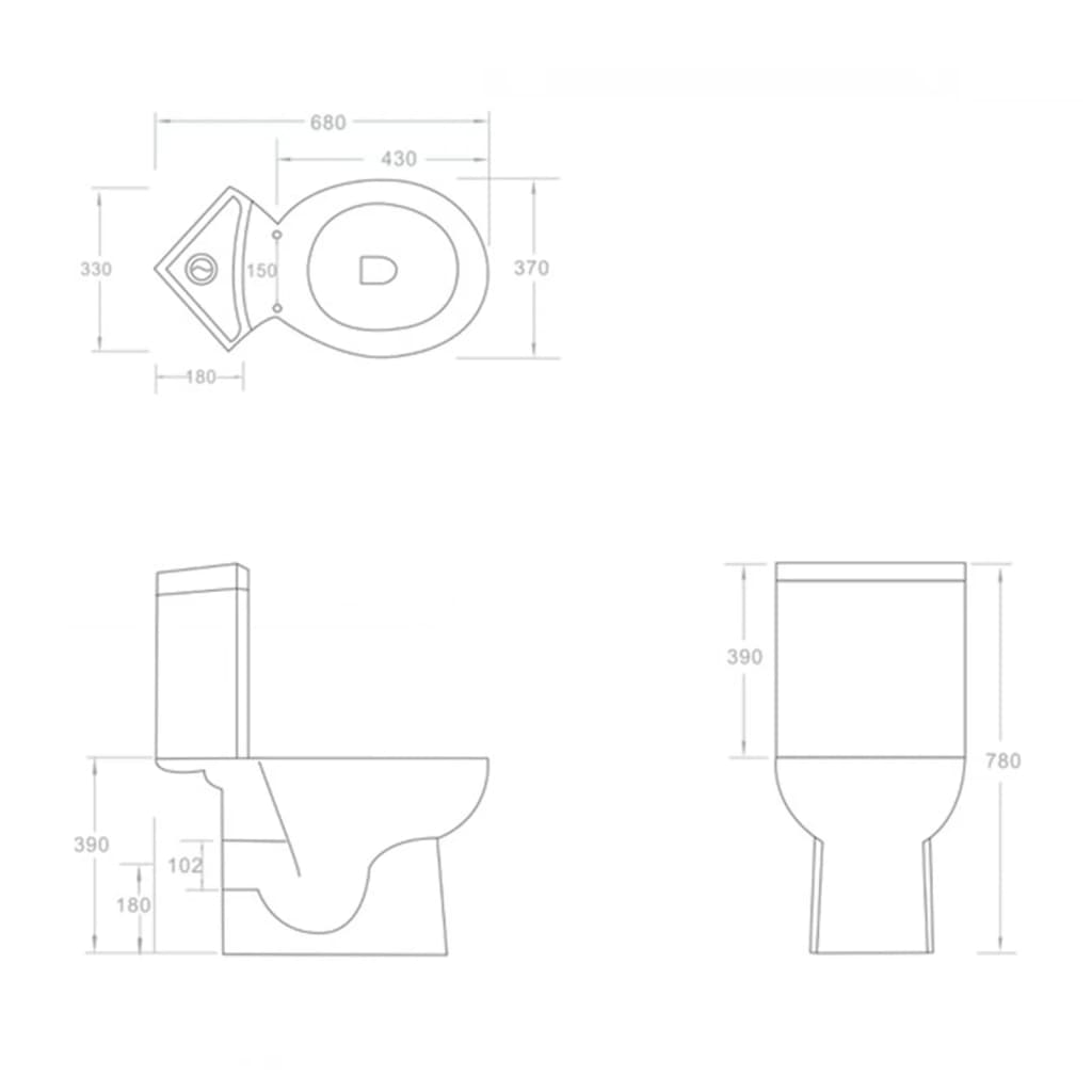 Modèle d'angle de toilette en céramique