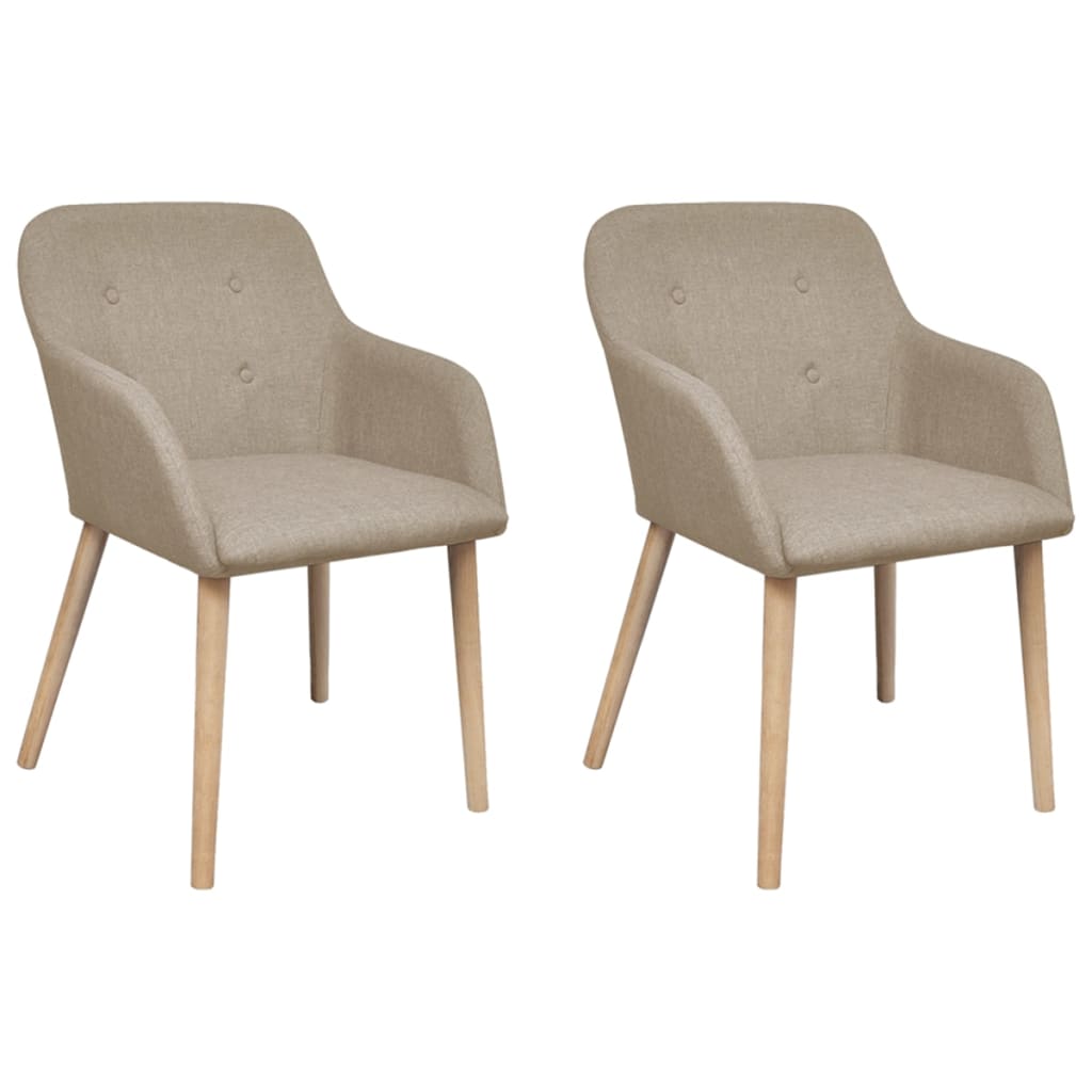 Chaises de salle à manger 2 pcs tissu et chêne massif gris clair