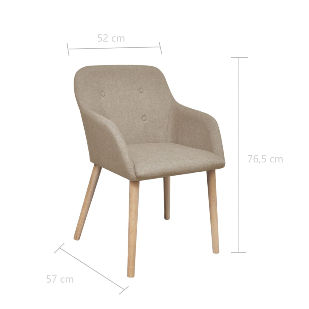 Chaises de salle à manger 2 pcs tissu et chêne massif gris clair