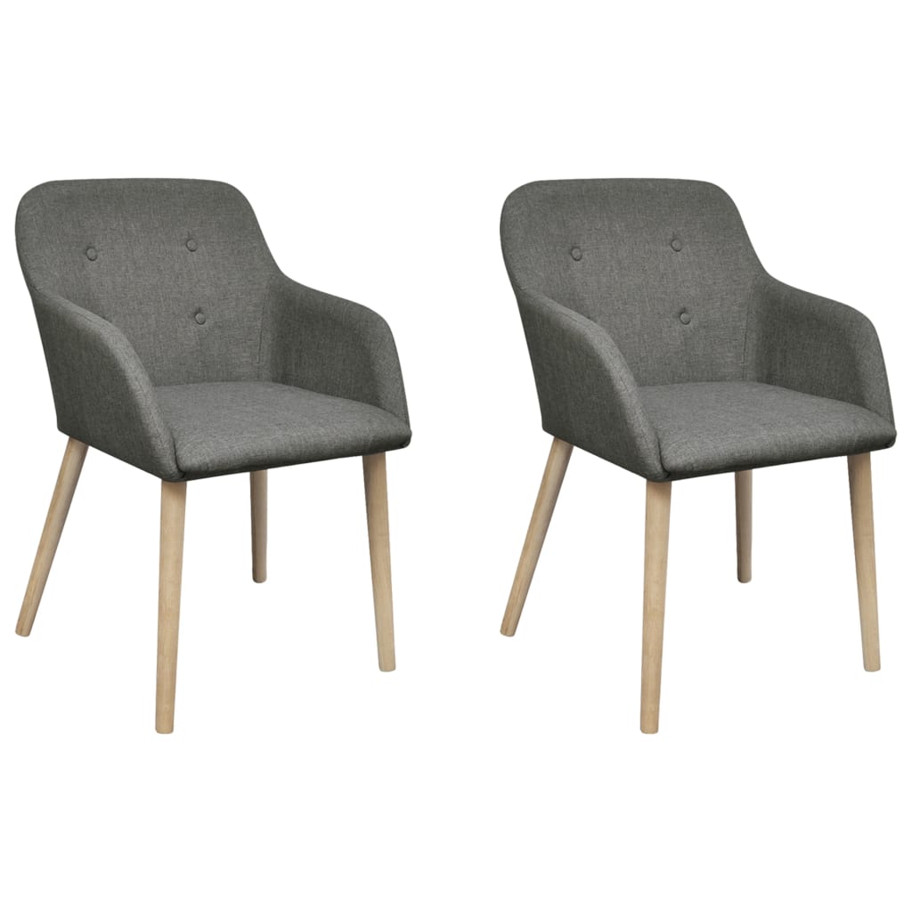 Chaises de salle à manger 2 pcs tissu et chêne massif gris clair