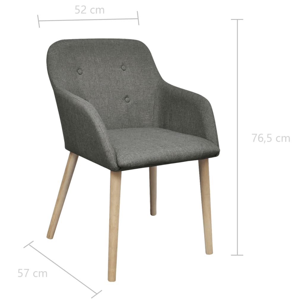 Chaises de salle à manger 2 pcs tissu et chêne massif gris clair