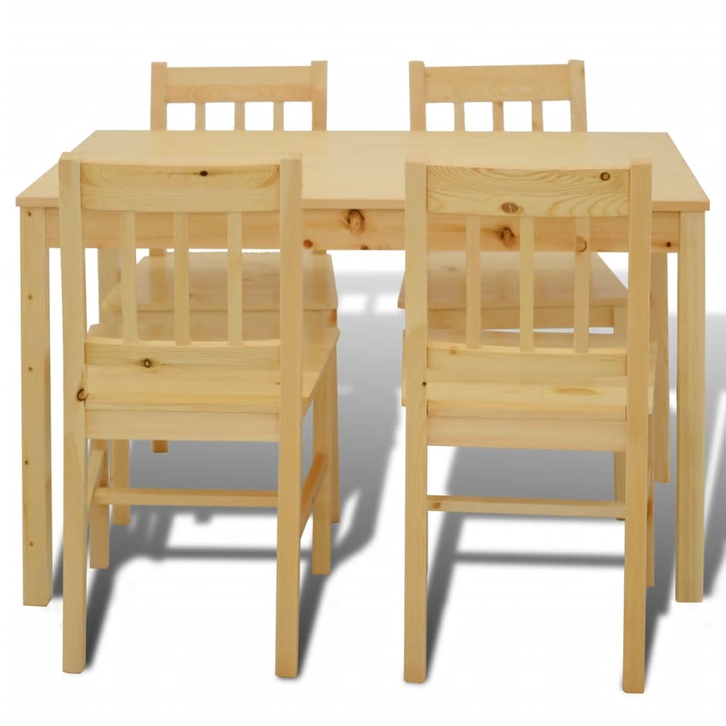 Table à manger avec 4 chaises en bois naturel