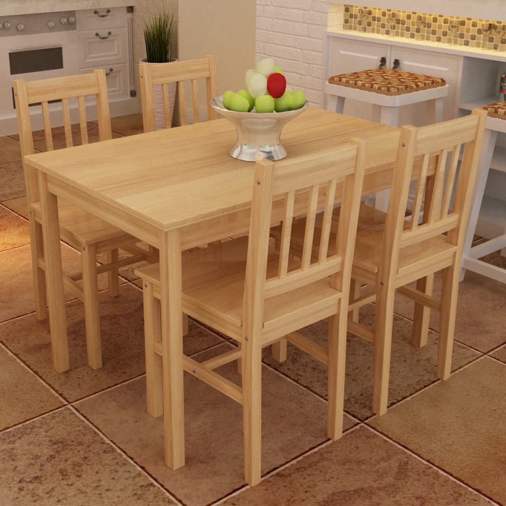 Table à manger avec 4 chaises en bois naturel