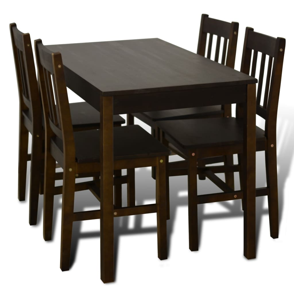 Eettafel met 4 stoelen hout