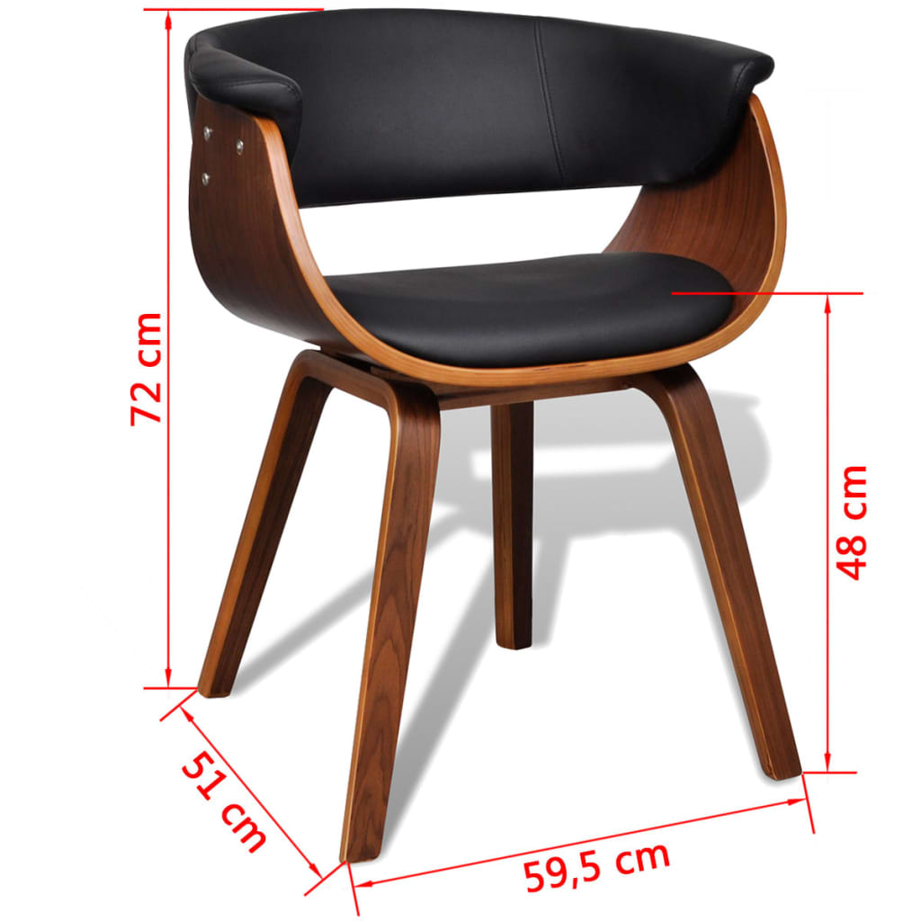 Eetkamerstoelen 4 st gebogen hout en kunstleer zwart