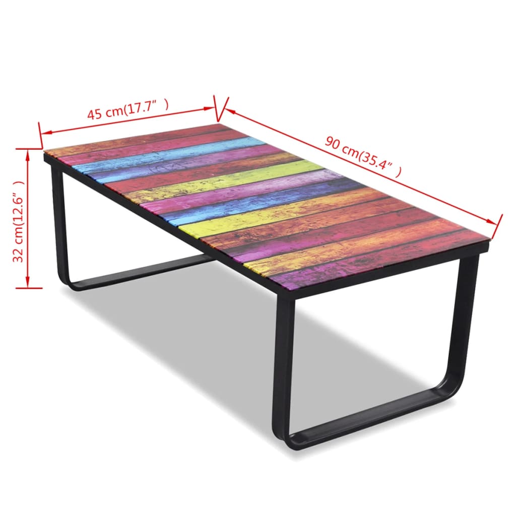 Salontafel met telefooncel-print glazen tafelblad