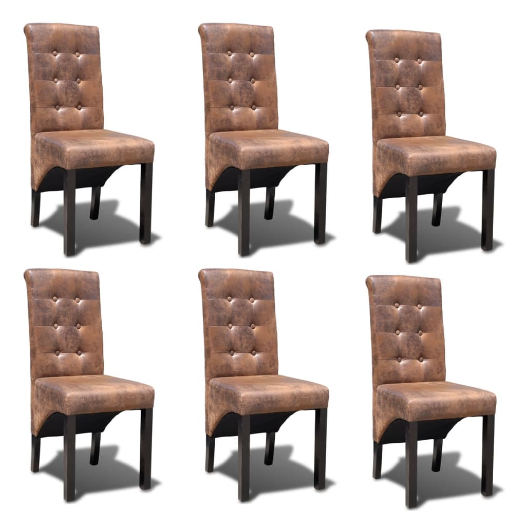 Chaises de salle à manger 6 pcs simili cuir marron