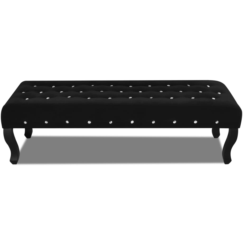 Banc avec boutons en cristal en tissu velours noir