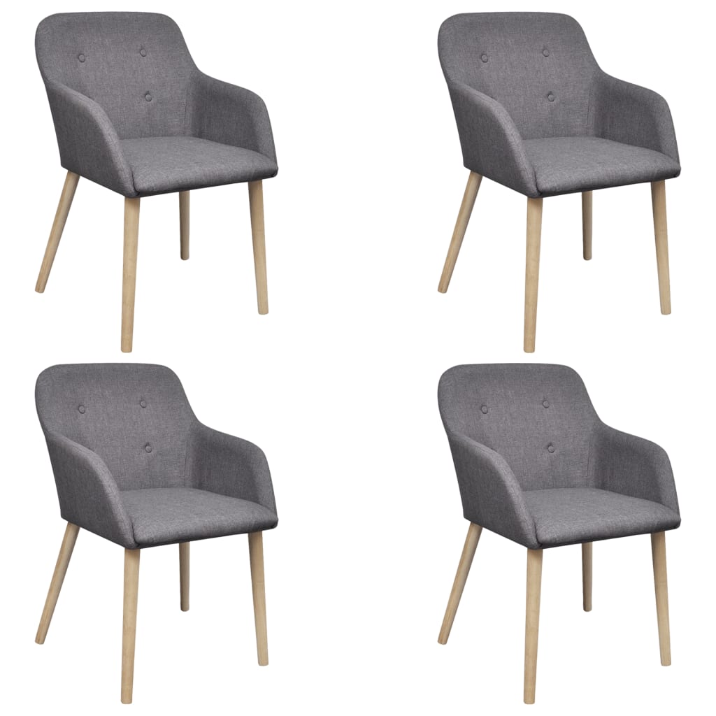 Chaises de salle à manger 2 pcs tissu et chêne massif gris clair