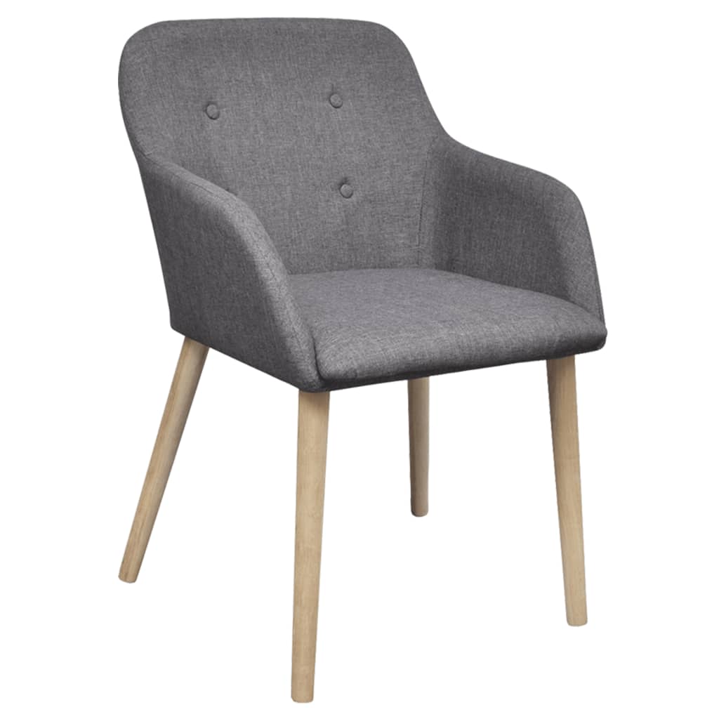 Chaises de salle à manger 2 pcs tissu et chêne massif gris clair