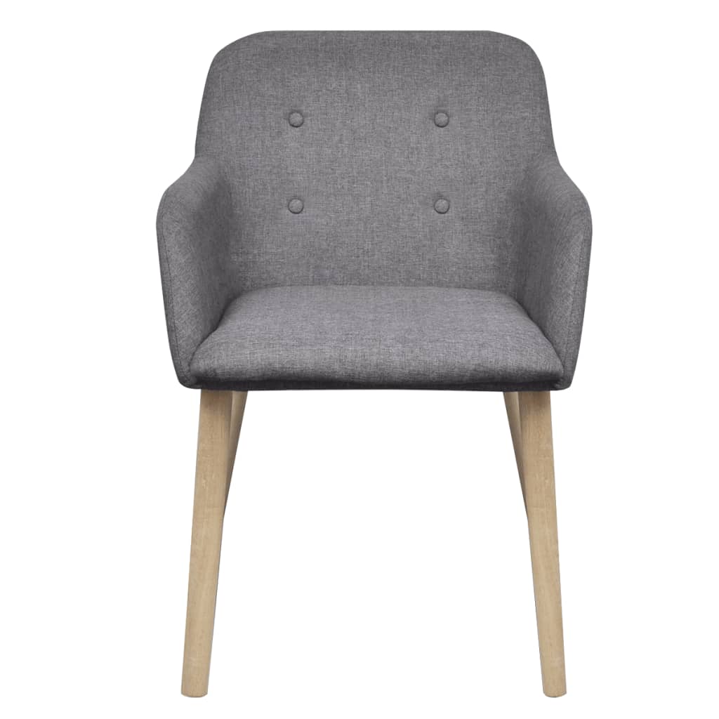 Chaises de salle à manger 2 pcs tissu et chêne massif gris clair